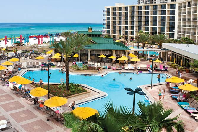 Car and Truck Dealers Convention. Pool outside beach hotel.